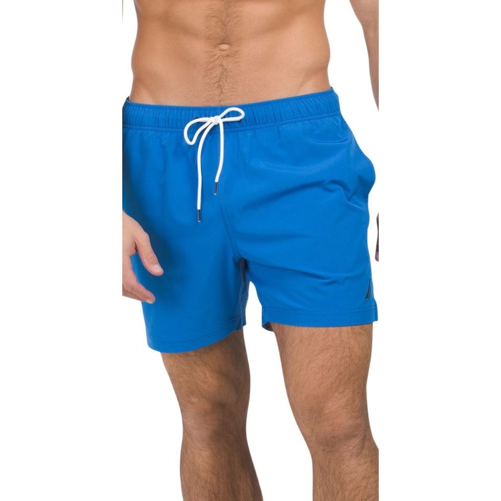 NAUTICA Large Solid Swim Trunks Shorts Color SpinnerBlue‎